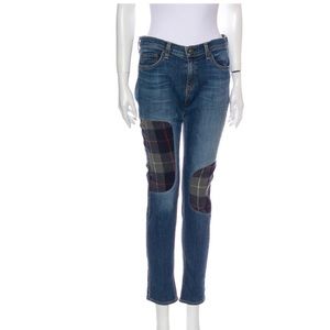 Plaid Patchwork Blue Jeans